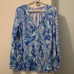 Lilly Pulitzer Blue Floral Lightweight Shirt - L
